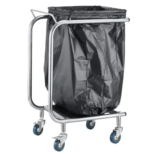 Acheter En Ligne Porte Sac Poubelle Mobile Professionnel En Acier Inoxydable 201 – Chariot De Collecte Des Déchets Sur Rouettes