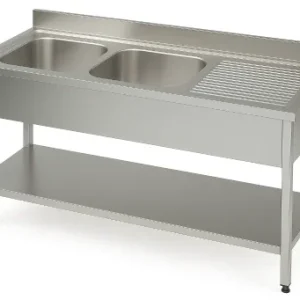 Usine Directe Plonge inox avec étagère - 1800x700 - PV Lab PL1872BDEC