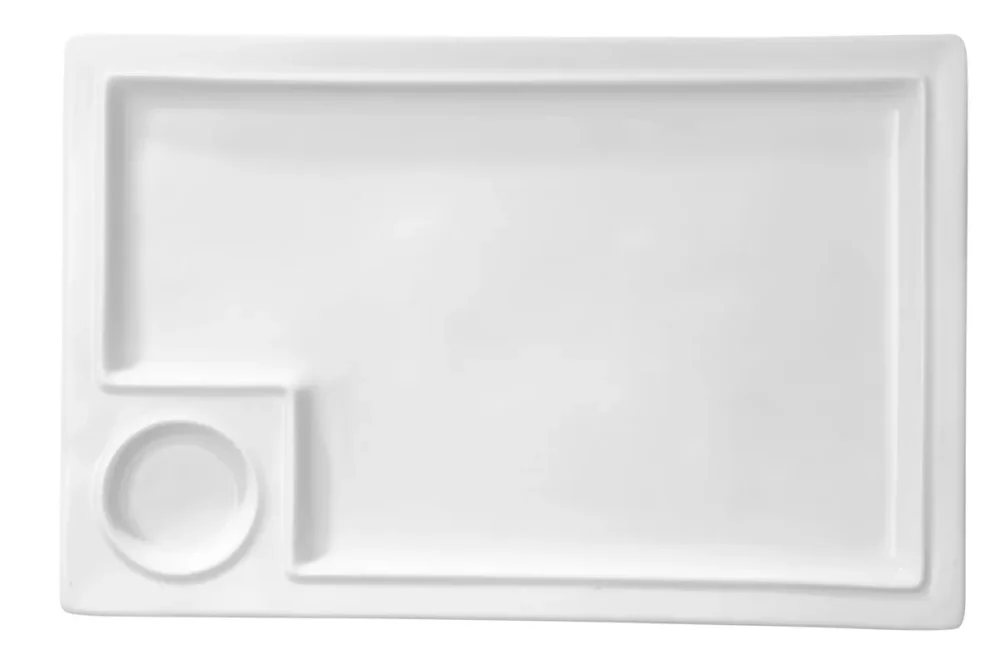 Assiette à compartiments rectangulaire blanc porcelaine 35,5x23 cm Pro.mundi Réduction