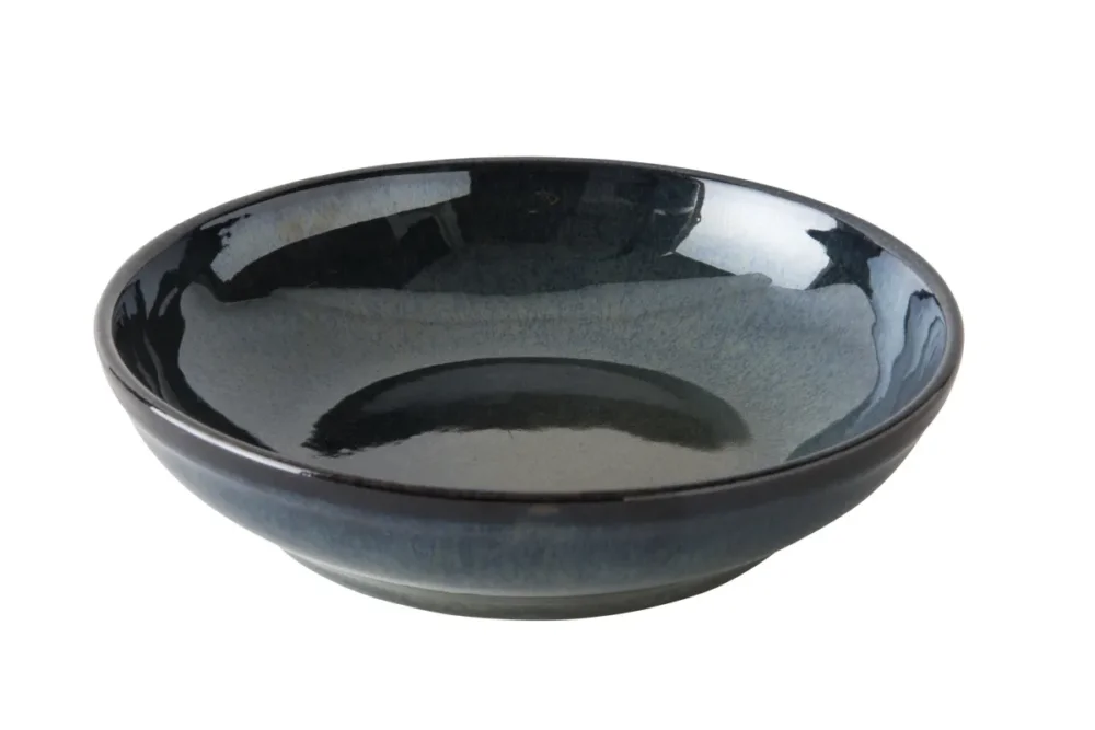 Authentique Assiette creuse rond bleu grès émaillé Ø 23 cm Gres Couleur Pro.mundi