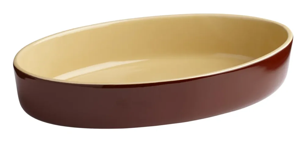 Plat sabot ovale brun grès émaillé 16,6x10 cm Pro.mundi Dernière Chance