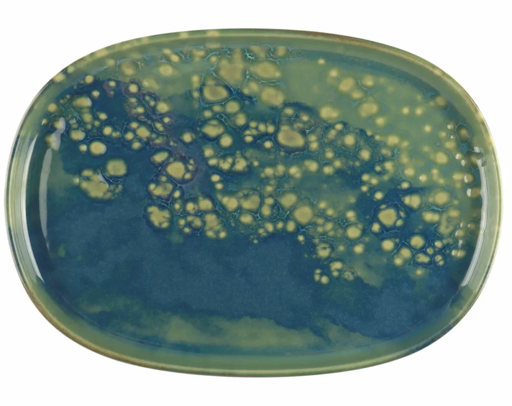 Assiette ovale bleu grès émaillé 33x22,5 cm Magic Accolade Usine Directe