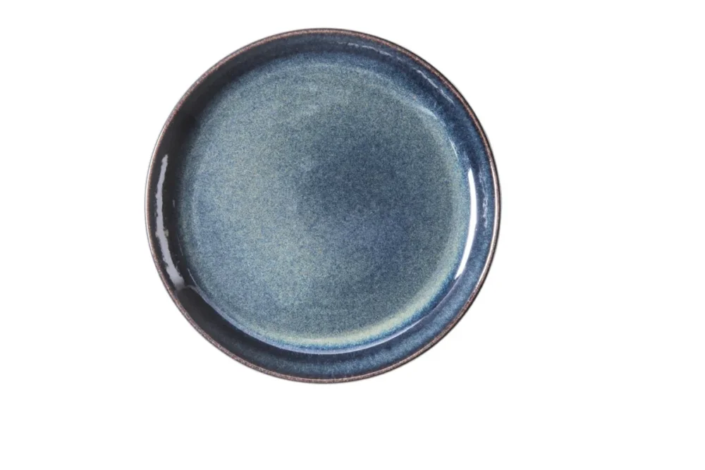 Commander Maintenant Assiette plate rond bleu grès émaillé Ø 24 cm Gres Couleur Pro.mundi
