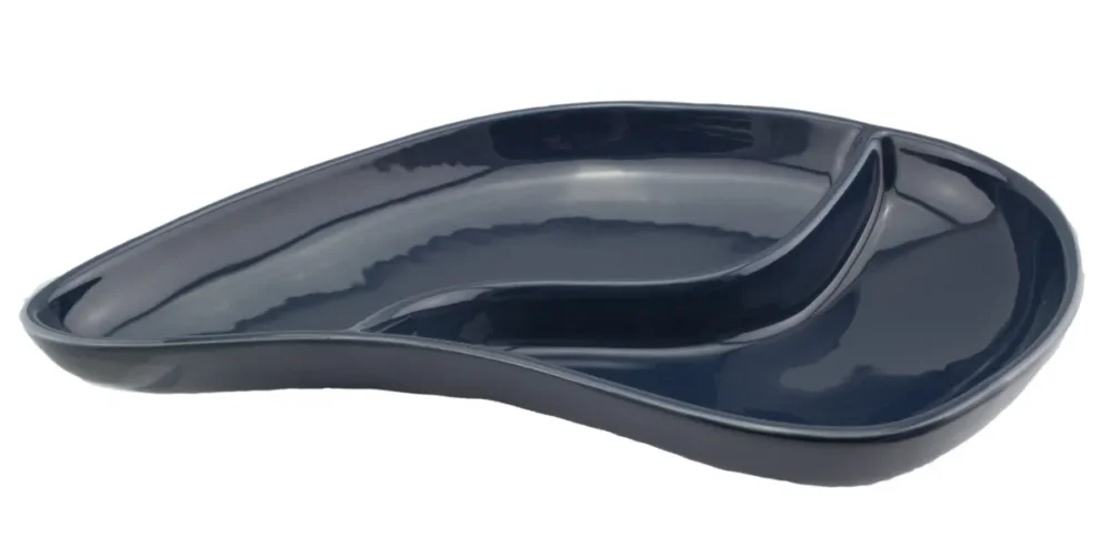 Assiette à moules bleu grès émaillé 38x23 cm Nouveauté