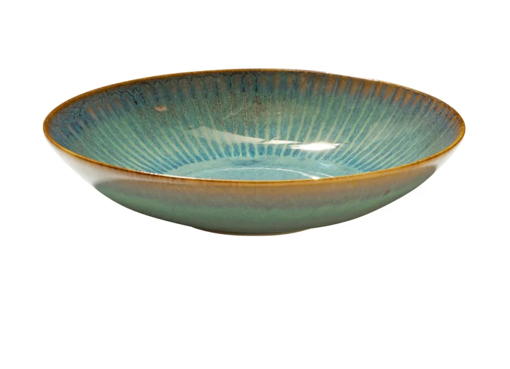 Assiette coupe creuse rond bleu vert grès émaillé Ø 22 cm Lotus Accolade Offre Limitée