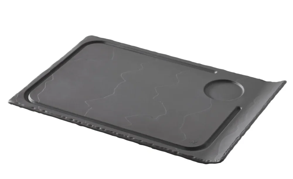 Pas Cher Assiette à steak rectangulaire noir porcelaine culinaire 33x22 cm Basalt Revol