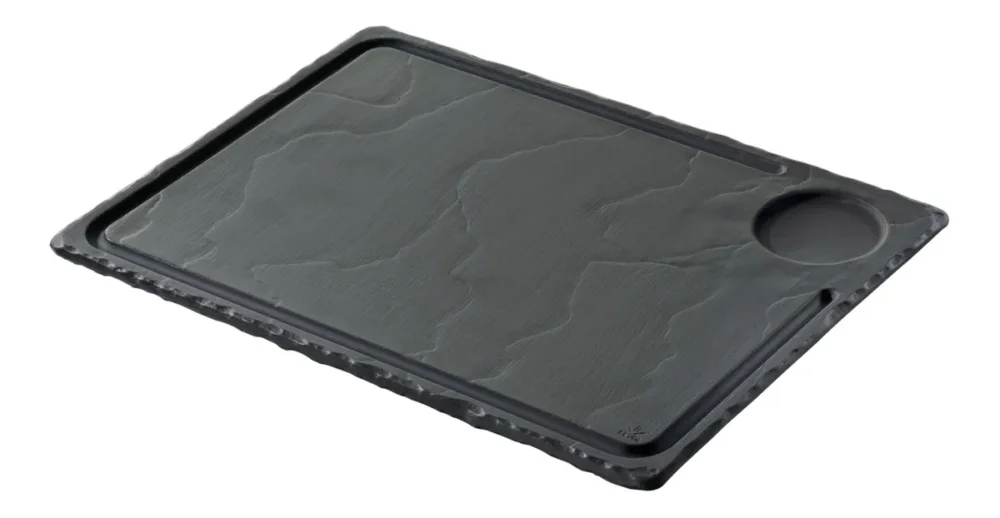 Assiette à steak rectangulaire noir porcelaine culinaire 33x24 cm Basalt Revol Produit De Marque