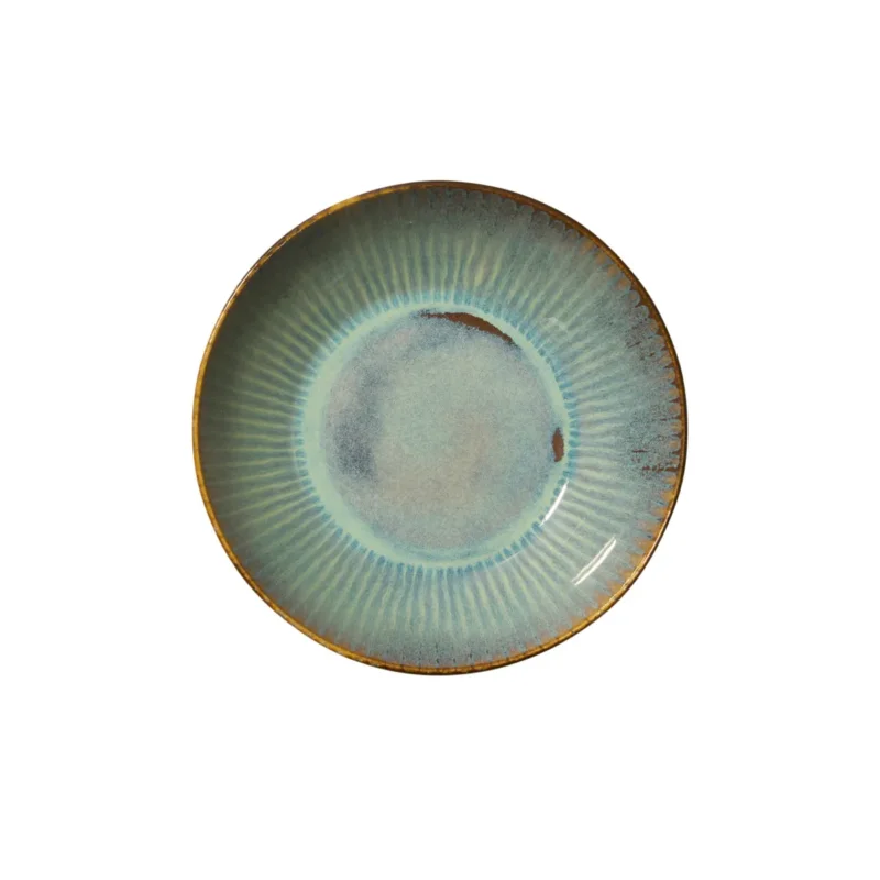 Prix Bas Assiette coupe creuse rond bleu vert grès émaillé Ø 17 cm Lotus Accolade