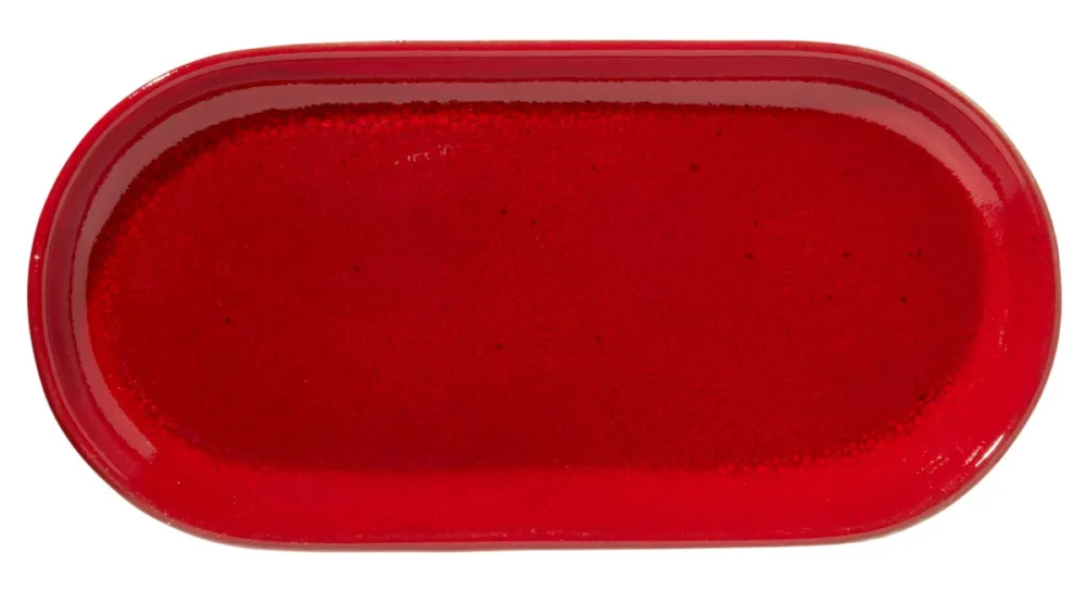 Retour Gratuit Assiette à burger ovale rouge grès émaillé 29x14 cm Gres Couleur Pro.mundi