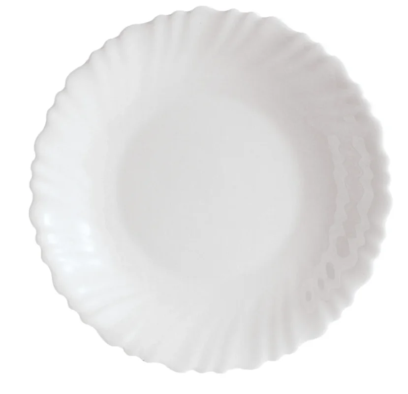 Nouvelle Collection Assiette creuse rond blanc verre opal Ø 21 cm Feston Luminarc