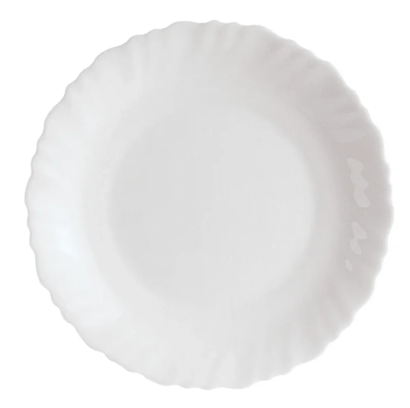 Petit Prix Assiette plate rond blanc verre opal Ø 19 cm Feston Luminarc