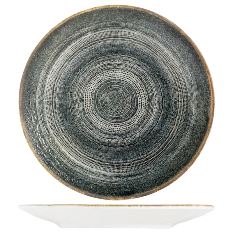 Assiette coupe rond gris anthracite porcelaine Ø 16 cm Terra Pro.mundi Offre Du Jour