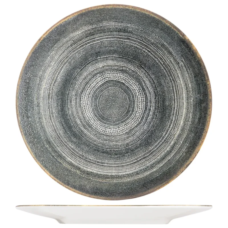 Certifié Assiette coupe rond gris anthracite porcelaine Ø 20 cm Terra Pro.mundi