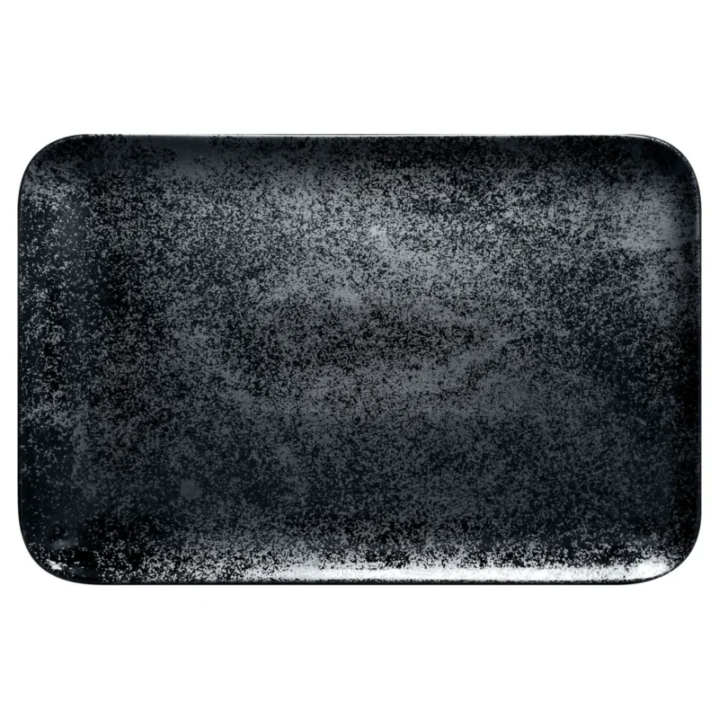 Offre Spéciale Assiette coupe plate rectangulaire noir porcelaine vitrifiée 33,4x20 cm Karbon Rak