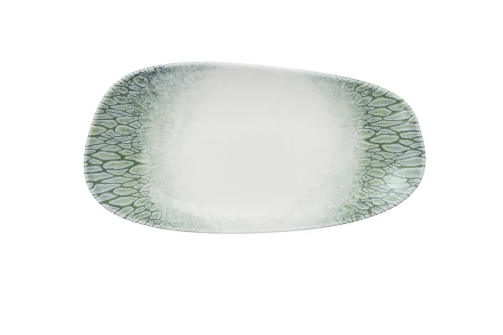 Achat Immédiat Assiette vert porcelaine 30x15 cm Butterfly Dudson