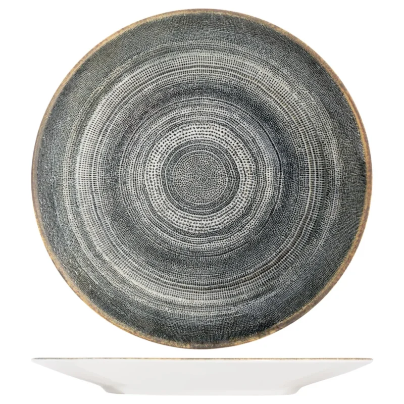 Assiette coupe rond gris anthracite porcelaine Ø 27 cm Terra Pro.mundi Jusqu’à Épuisement Des Stocks