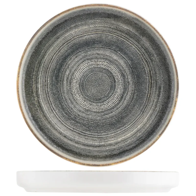Expédition Rapide Assiette plate bord droit rond gris anthracite porcelaine Ø 20 cm Terra Pro.mundi