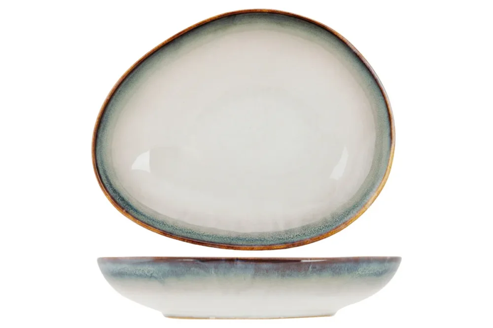 Promotion Saisonnière Assiette creuse ovale blanc porcelaine 24x20 cm Akoya Proof