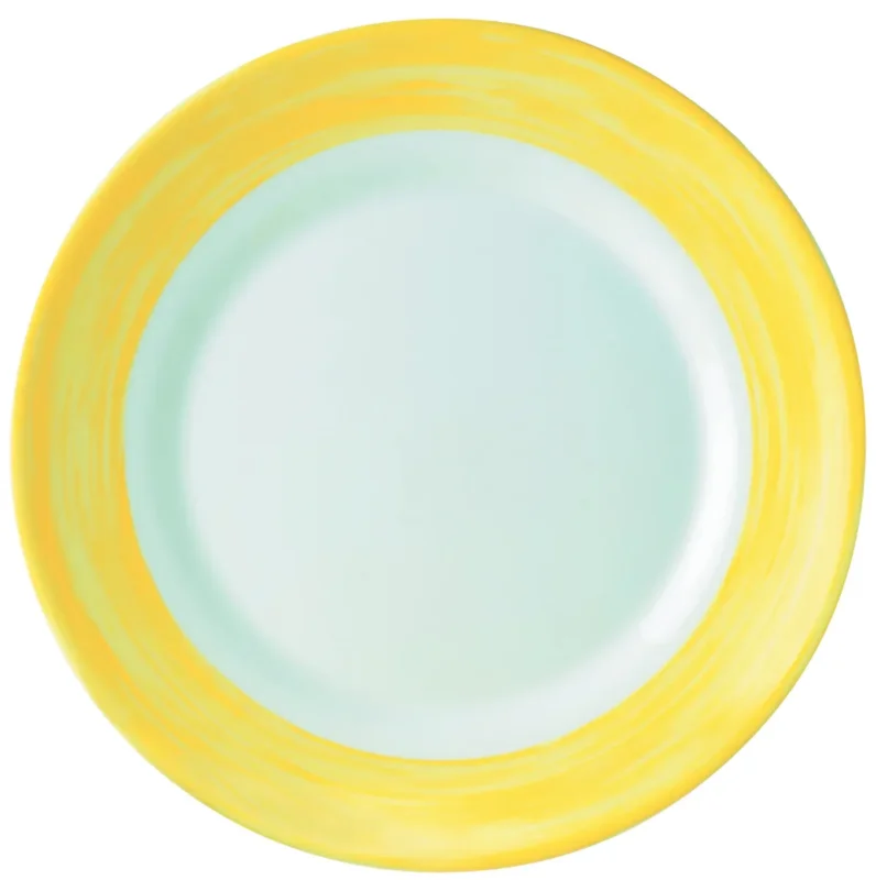 Expédition Rapide Assiette creuse rond jaune verre opal Ø 22,5 cm Brush Arcoroc
