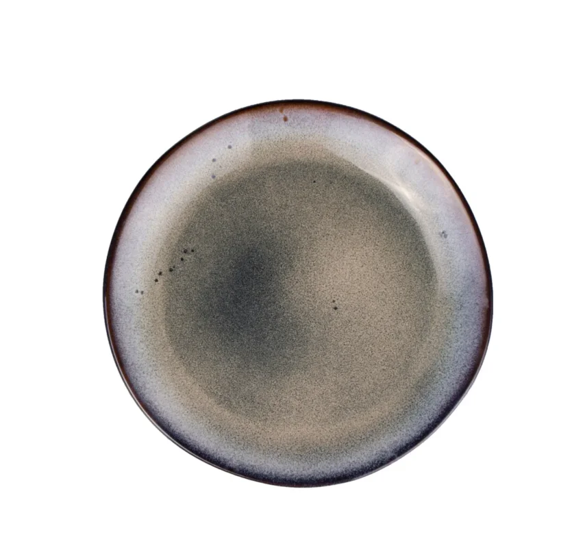 Assiette coupe plate rond gris grès émaillé Ø 21,5 cm Galaxy Pro.mundi Authentique