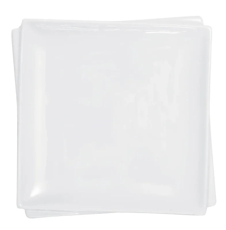 Nouvelle Collection Assiette plate carré blanc porcelaine 16x16 cm Twins Pro.mundi