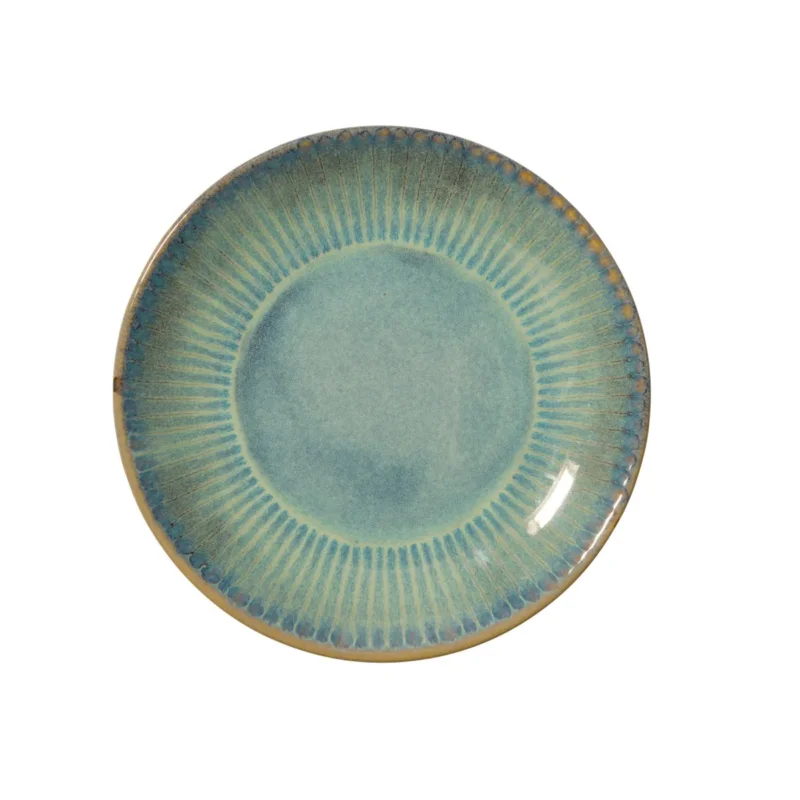 Expédition Rapide Assiette coupe plate rond bleu vert grès émaillé Ø 21 cm Lotus Accolade