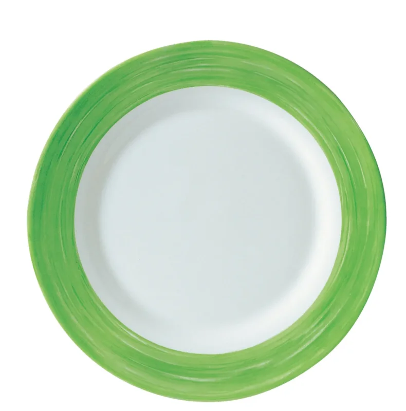 Quantité Limitée Assiette plate rond vert verre opal Ø 19,5 cm Brush Arcoroc