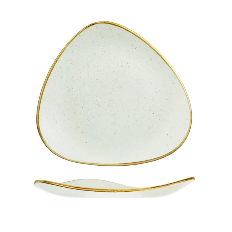 Assiette plate triangulaire barley white porcelaine vitrifiée 26,5x26,5 cm Stonecast Barley Churchill Offre Spéciale
