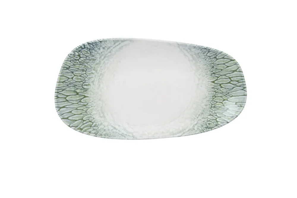 Assiette vert porcelaine 35x18,5 cm Butterfly Dudson Vente Flash
