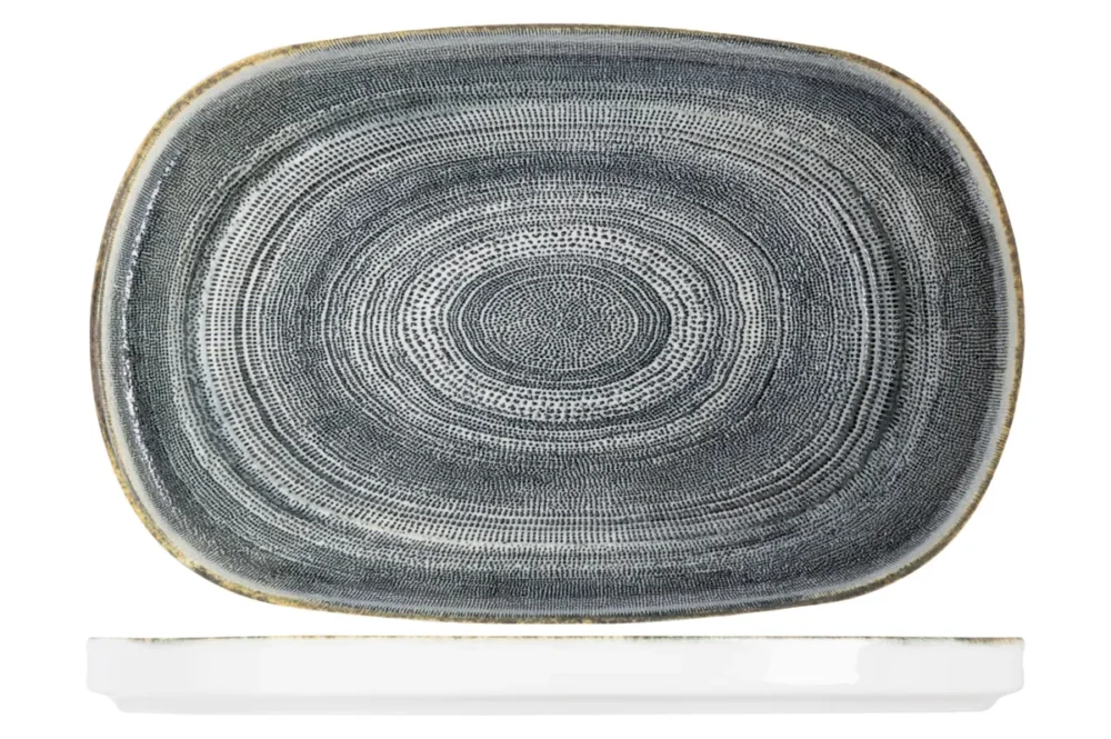 Meilleur Choix Assiette à bord droit ovale gris anthracite porcelaine 34x22 cm Terra Pro.mundi