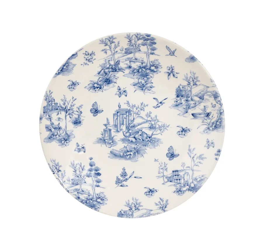 Prix Réduit Assiette plate rond Toile Prague Blue porcelaine vitrifiée Ø 21 cm Vintage Prints Toile Churchill