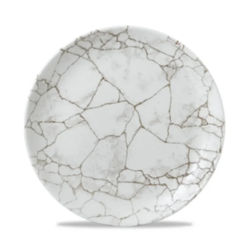 Top Vente Assiette coupe plate rond gris porcelaine vitrifiée Ø 26 cm Kintsugi Agate Grey Churchill