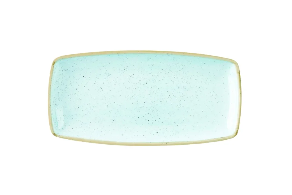 Expédition Rapide Assiette plate rectangulaire bleu porcelaine vitrifiée 29,5x15 cm Stonecast Duck Egg Churchill