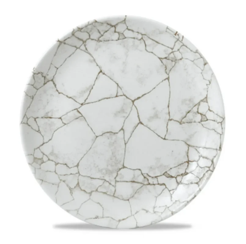 Authentique Assiette coupe plate rond gris porcelaine vitrifiée Ø 21,7 cm Kintsugi Agate Grey Churchill