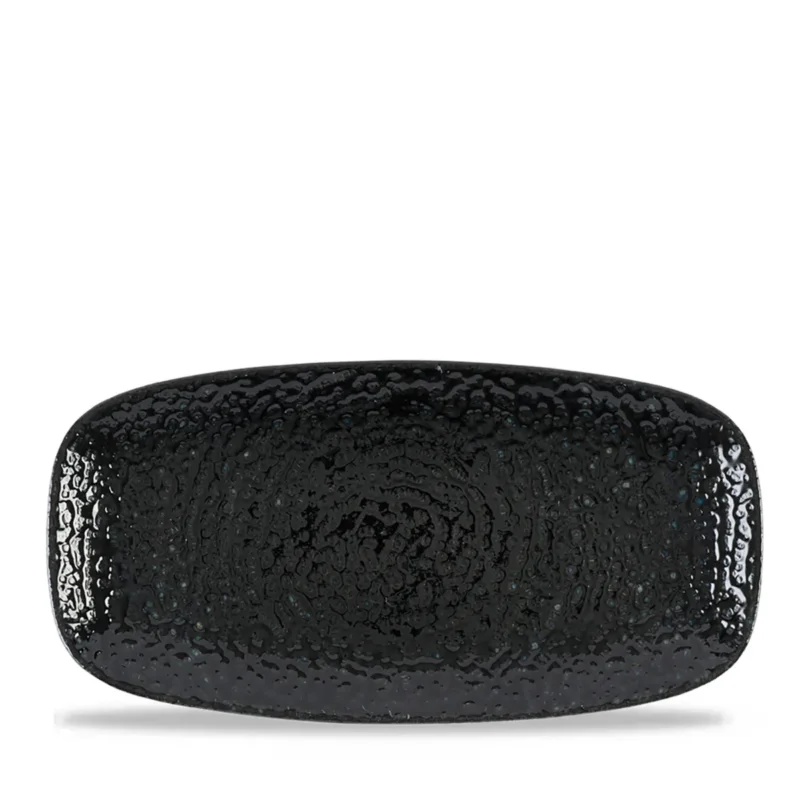 Prix Bas Assiette coupe plate rectangulaire noir porcelaine vitrifiée 26,9x12,7 cm Chroma Churchill