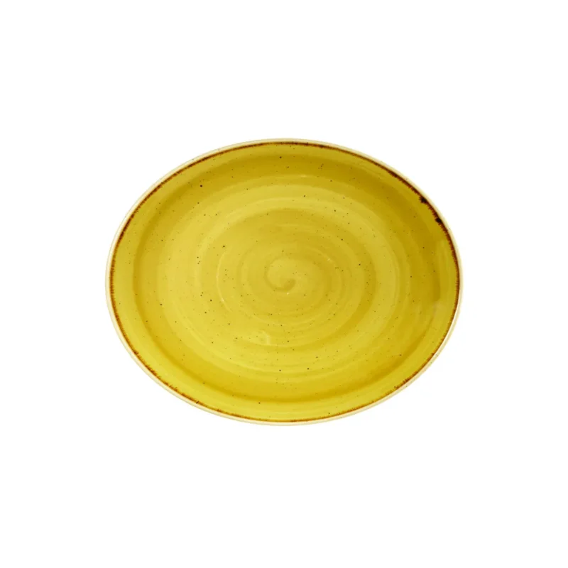 Seulement Aujourd’hui Assiette plate ovale Mustard porcelaine vitrifiée 19,2x16 cm Stonecast Mustard Churchill