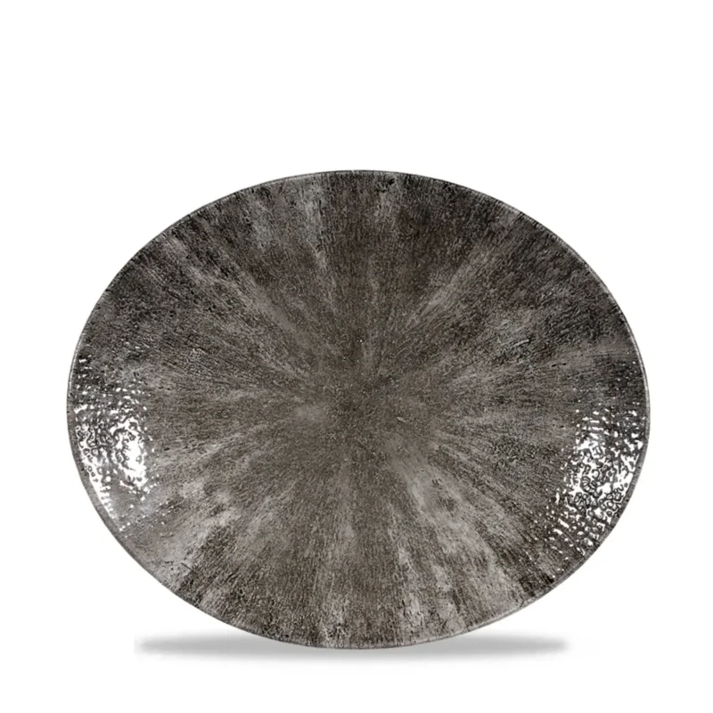 Plat ovale noir porcelaine vitrifiée 27x22 cm Stone Quartz Churchill Nouveauté