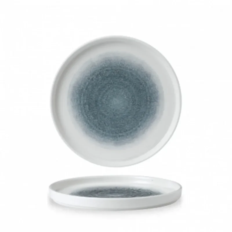 Seulement Aujourd’hui Assiette à bord droit rond bleu porcelaine vitrifiée Ø 21 cm 26x26 cm Raku Topaz Churchill