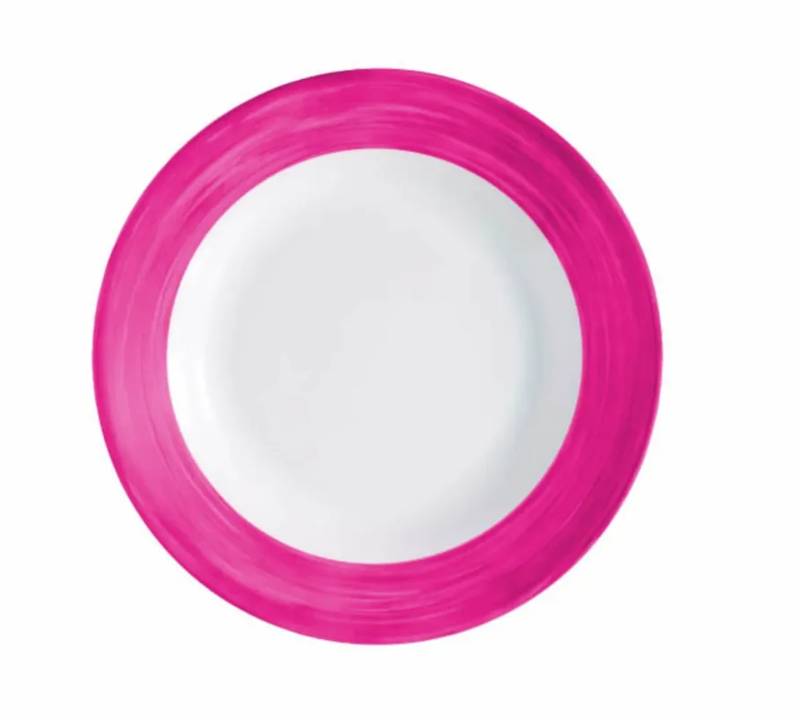 Satisfait Ou Remboursé Assiette creuse rond rouge verre opal Ø 22,5 cm Brush Arcoroc