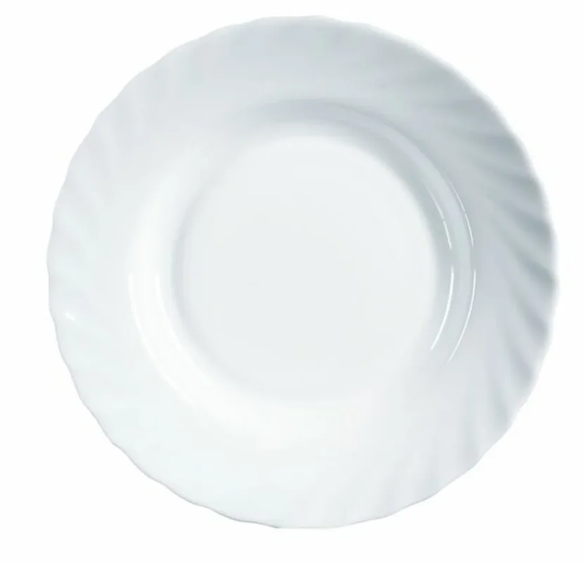 Prix Cassé Assiette creuse rond blanc verre opal Ø 22,6 cm Trianon Arcoroc