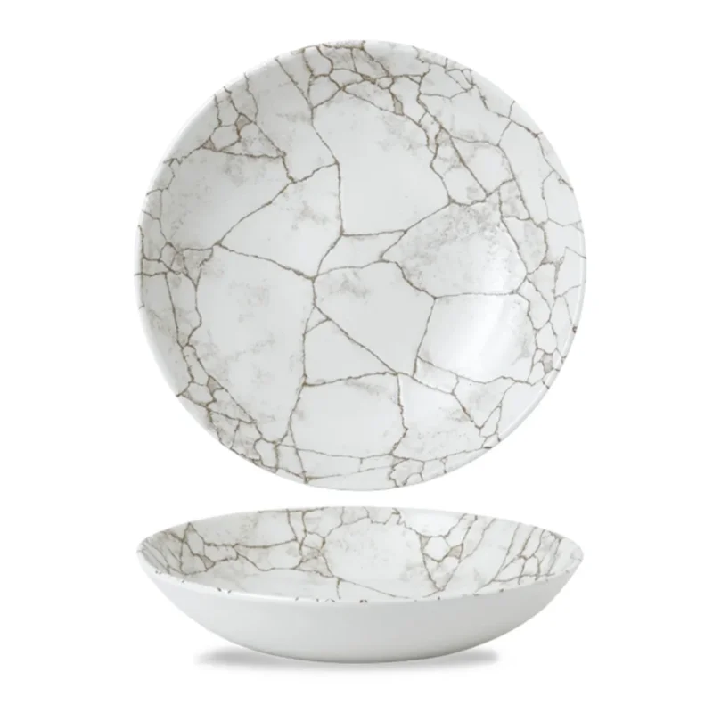 Prix Promo Assiette coupe creuse rond gris porcelaine vitrifiée Ø 24,8 cm Kintsugi Agate Grey Churchill