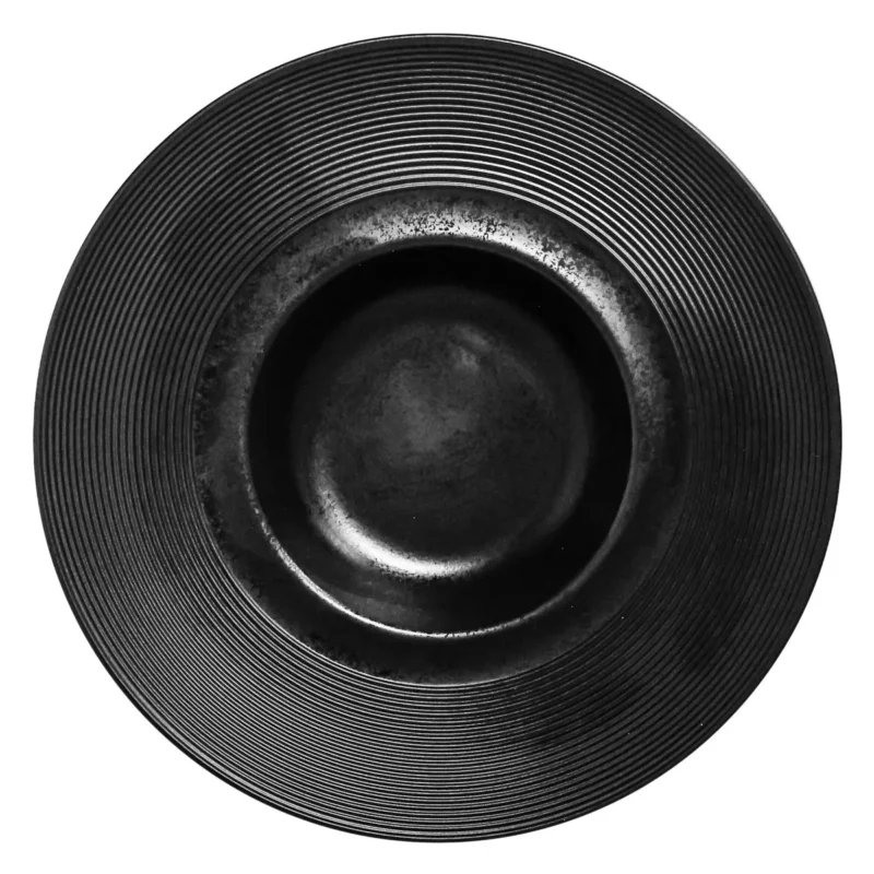 Produit De Marque Assiette gourmet rond noir porcelaine vitrifiée Ø 25,6 cm Edge Rak