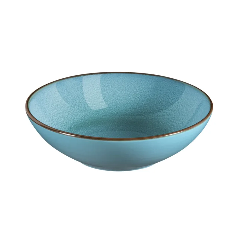 Achetez Aujourd’hui Assiette à pâtes rond turquoise grès émaillé Ø 18 cm Feeling Medard De Noblat