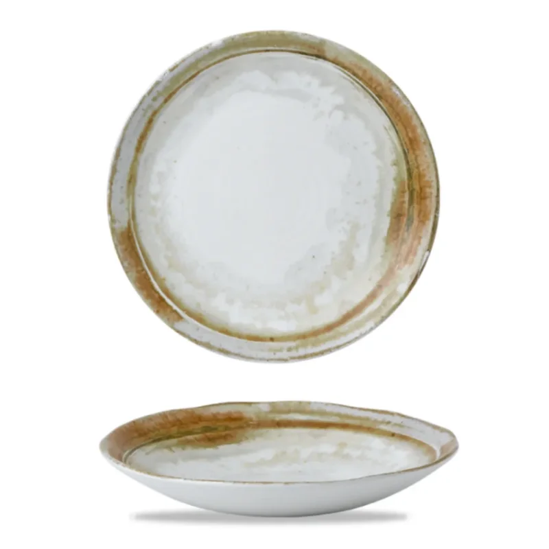 Petit Prix Assiette creuse organique beige porcelaine vitrifiée Ø 28 cm Finca Sanstone Dudson