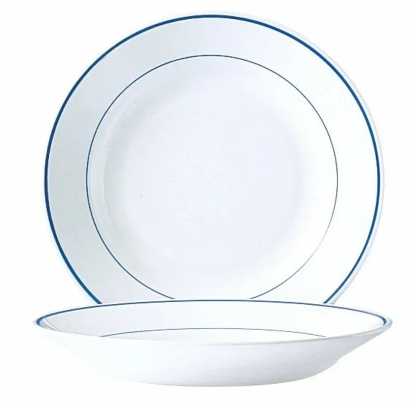 Meilleur Prix Assiette creuse rond blanc verre opal Ø 22,5 cm Restaurant Filet Bleu Arcoroc