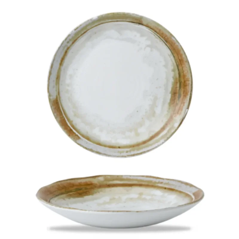Assiette creuse organique beige porcelaine vitrifiée Ø 25 cm Finca Sanstone Dudson Authentique