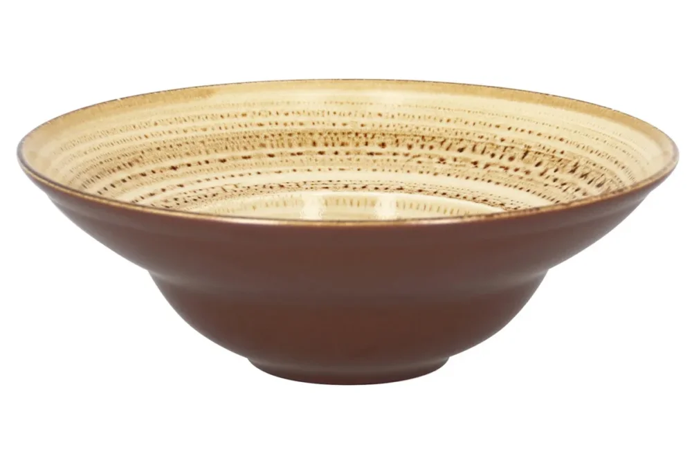 Soldes Assiette extra creuse rond beige porcelaine vitrifiée Ø 22,7 cm Twirl Rak