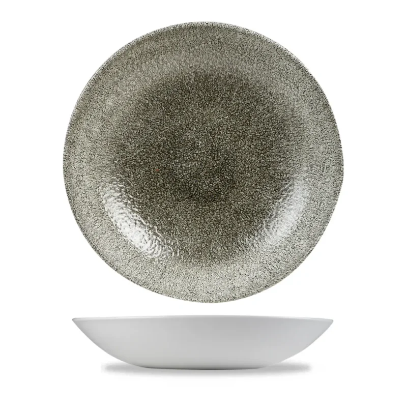 Assiette creuse rond noir porcelaine vitrifiée Ø 24,8 cm Raku Quartz Churchill Meilleur Choix