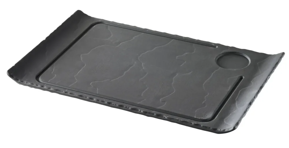 Assiette à steak rectangulaire noir porcelaine culinaire 39,5x24 cm Basalt Revol Top Vente