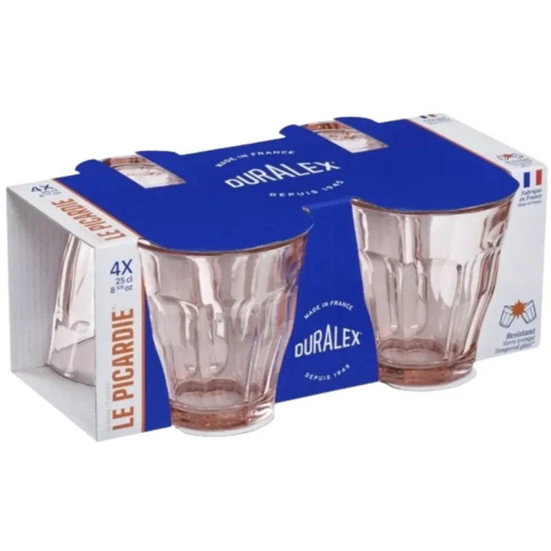 Lot de 4 gobelets forme basse rose verre trempé 25 cl Picardie Duralex (4 pièces) Achetez Aujourd’hui